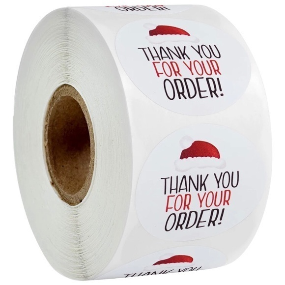 NEW Santa Hat Thank You Stickers Merry Christmas Holiday Posh Packages Packaging - Picture 1 of 8